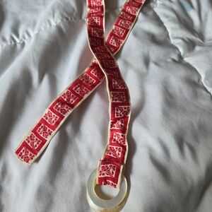 Vintage Red Patterned Fabric Belt